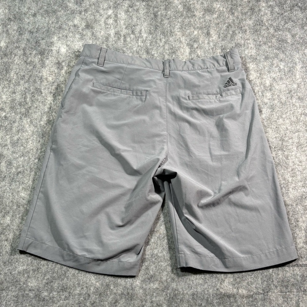 Adidas Mens Gray PrimeGreen Flat Front 10in Inseam Shorts Size 30 - Picture 2 of 14